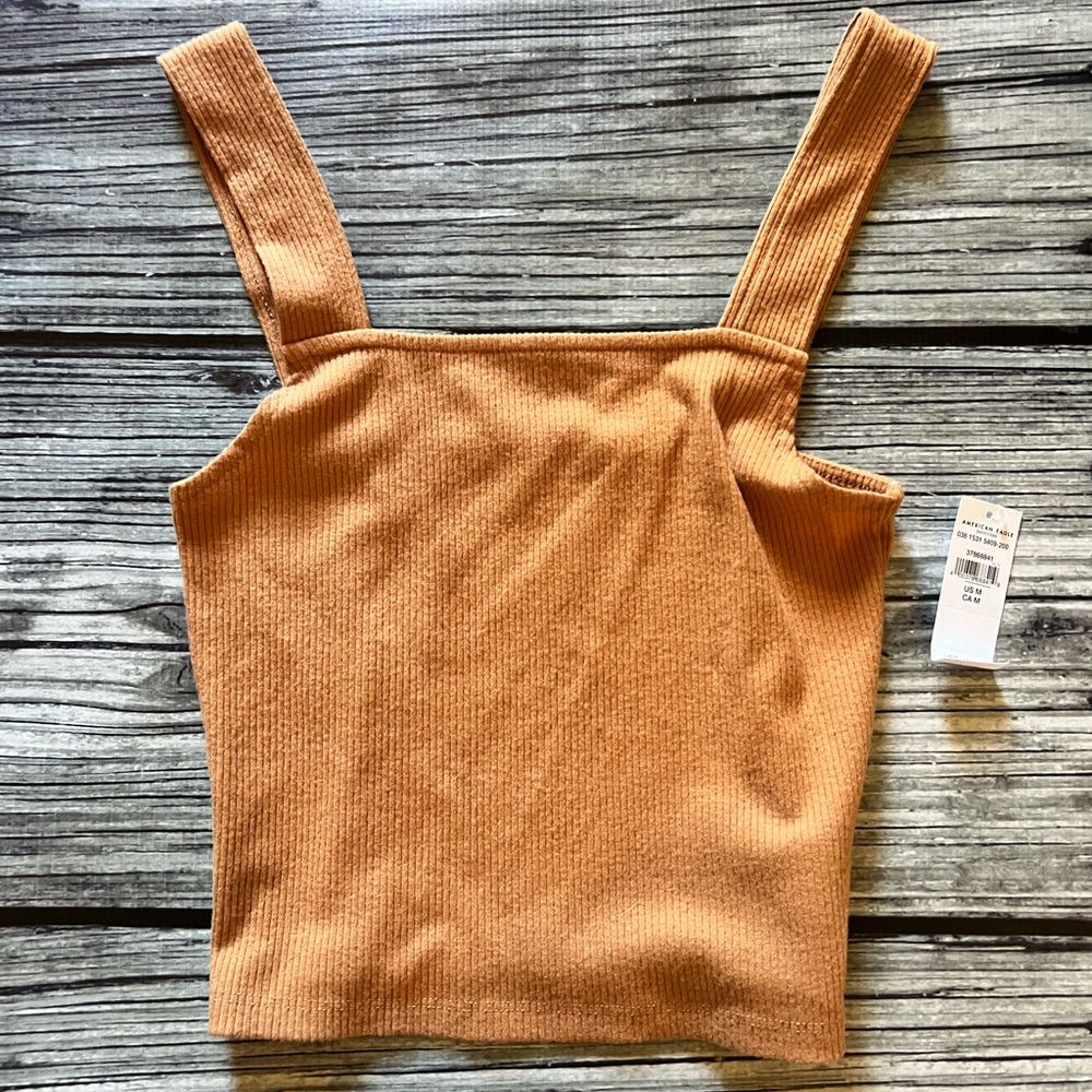 American Eagle Outfitters Ribbed Tan Tank Top